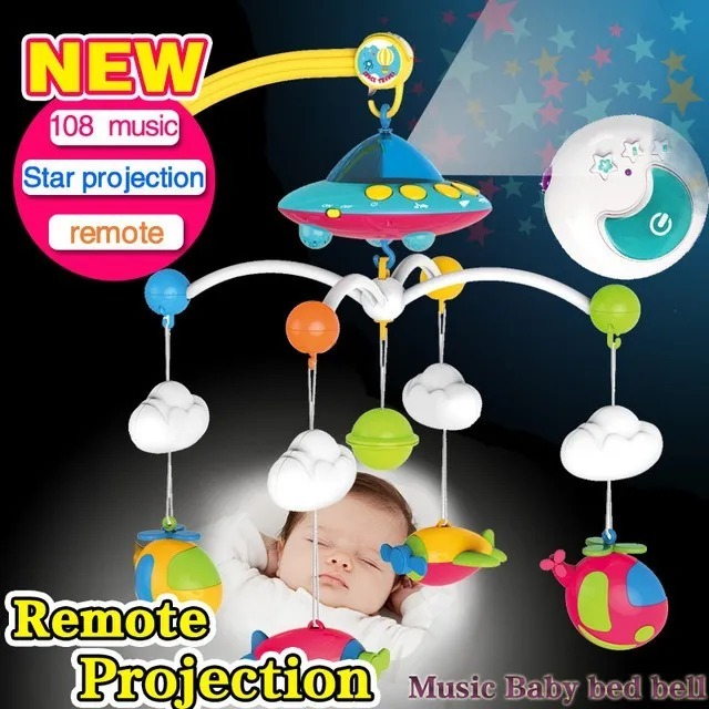 Móvil Bebe Musical Luces Control Remoto Unisex Juguete Cuna - Imagen 6