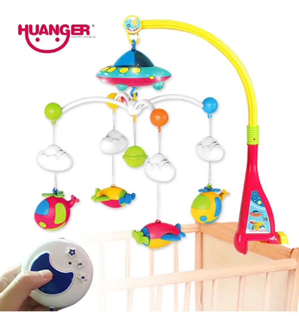 Móvil Bebe Musical Luces Control Remoto Unisex Juguete Cuna - Imagen 5