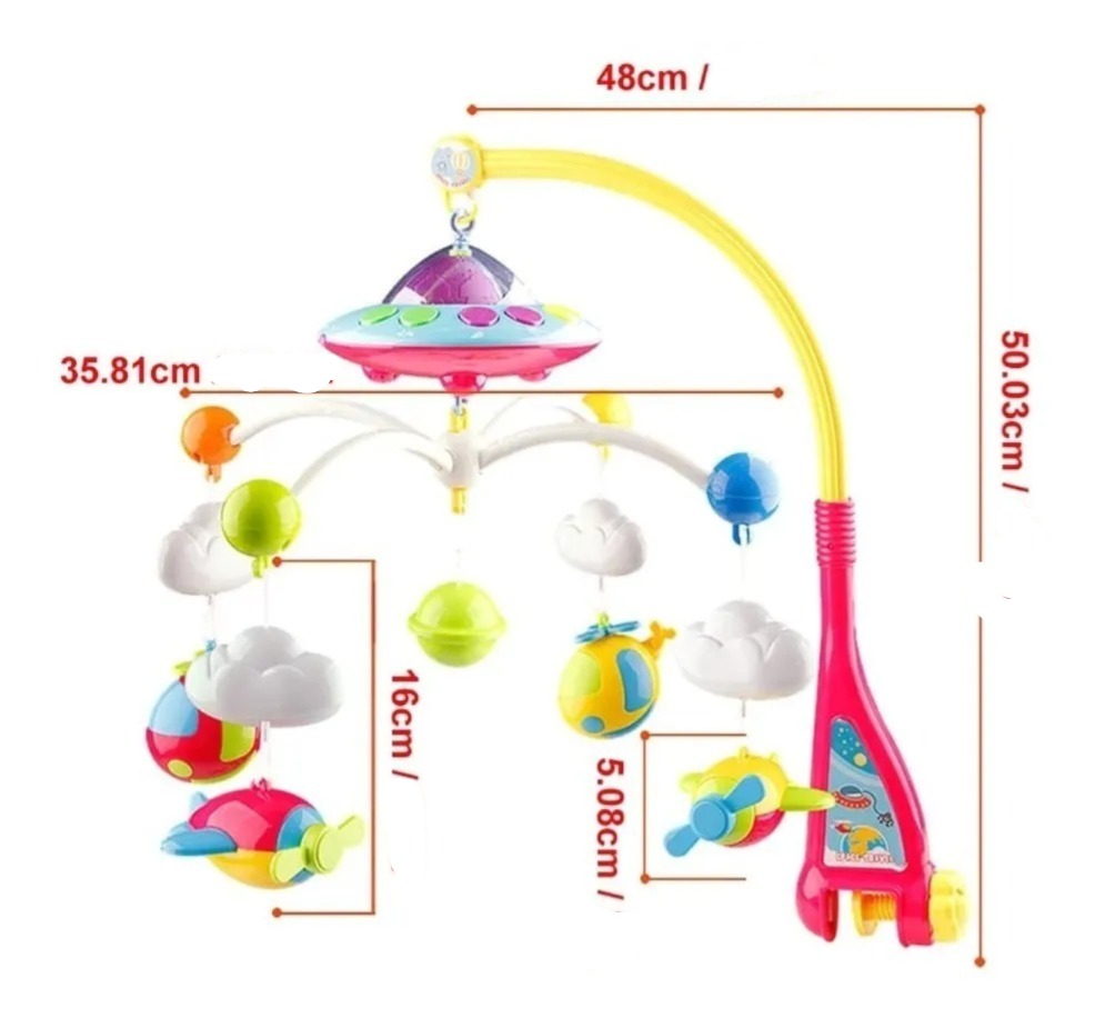 Móvil Bebe Musical Luces Control Remoto Unisex Juguete Cuna - Imagen 4