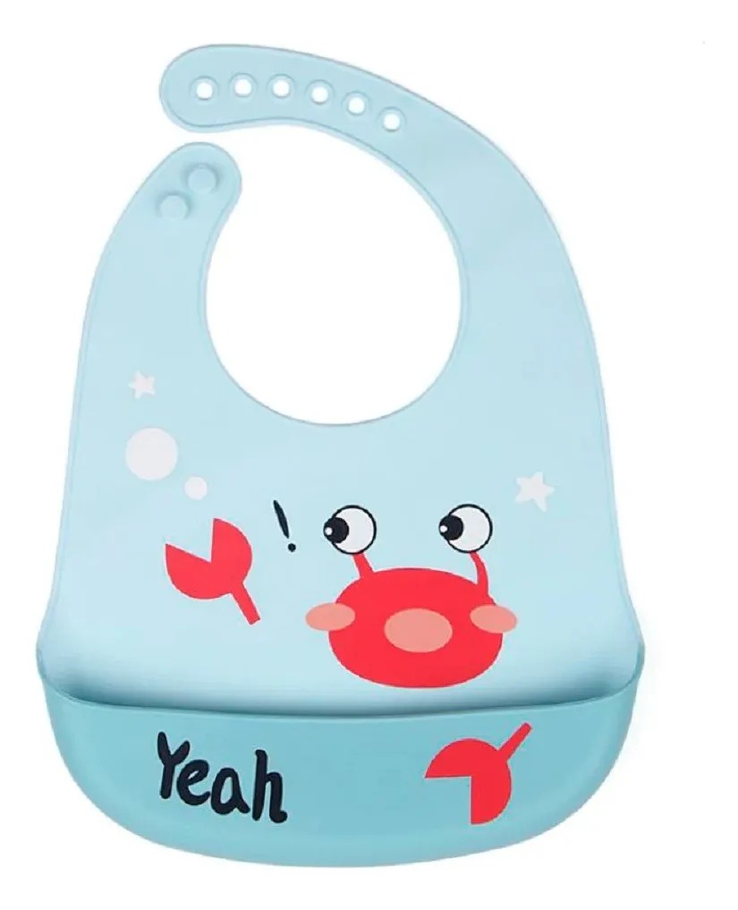 Baberos En Silicona Con Recolector Contenedor Bebe Infantil Unisex - Imagen 3