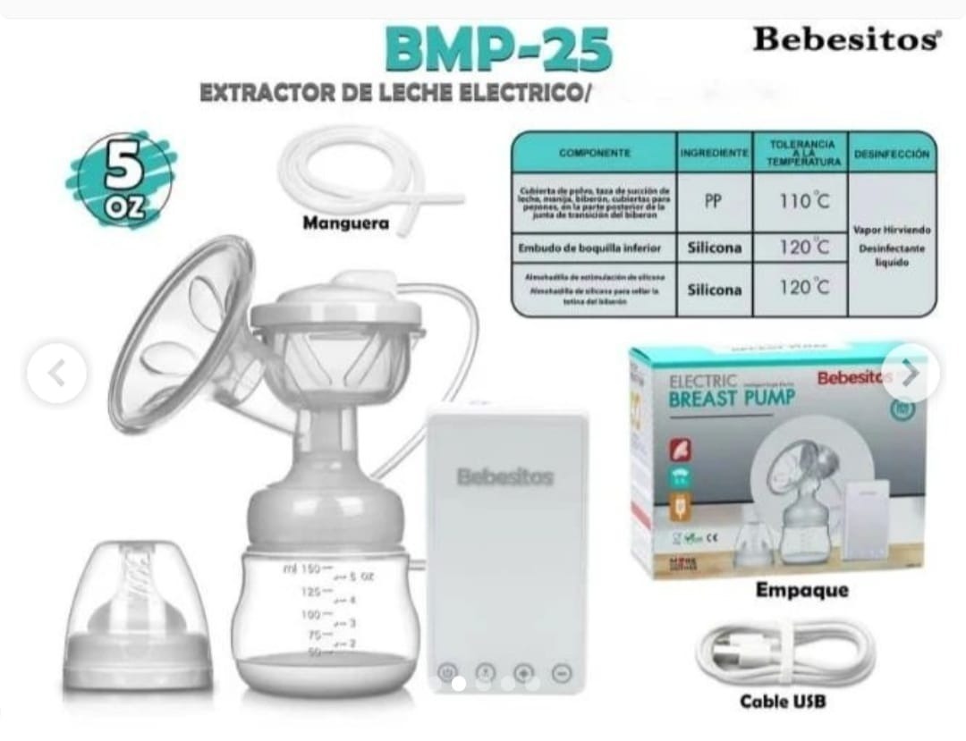 Extractor Leche Materna Eléctrico Bebe Lactancia Bebesitos BMP-25 - Imagen 4