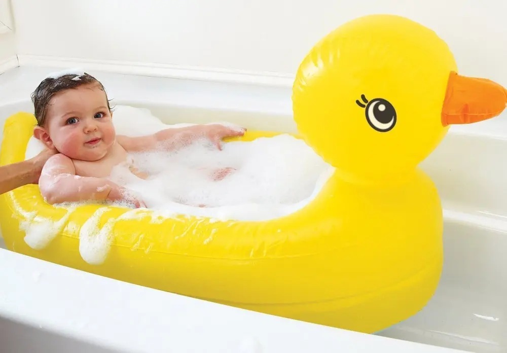 Bañera Inflable Para Bebes Y Niños Portatil Diseño Pato Amarillo Pato - Imagen 5