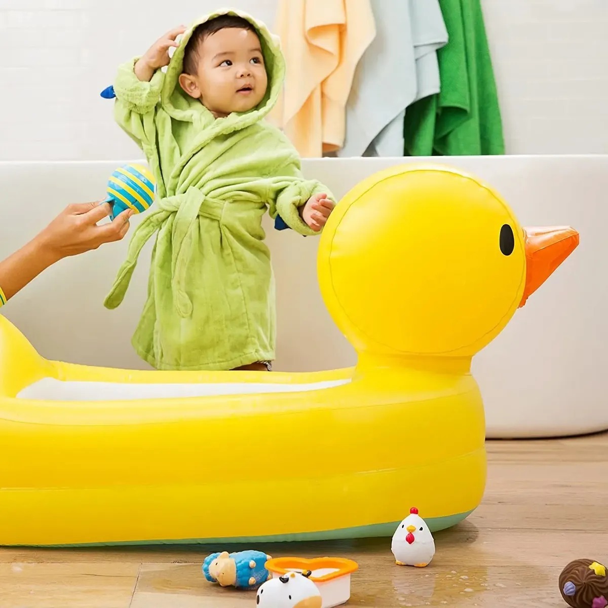 Bañera Inflable Para Bebes Y Niños Portatil Diseño Pato Amarillo Pato - Imagen 8
