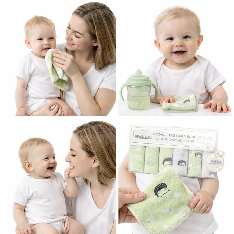 Babero Bebe Tipo Babitas X 6 Toallitas Gases Wakid's A-77879 Babitas Unisex - Imagen 3