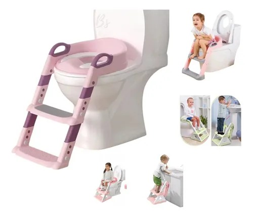 Escalera Baño Niños Asiento De Inodoro Infantil Rosado - Imagen 3