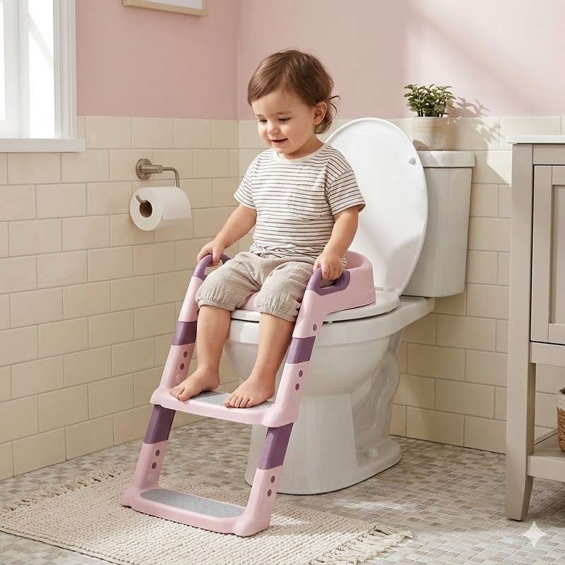 Escalera Baño Niños Asiento De Inodoro Infantil Rosado - Imagen 2