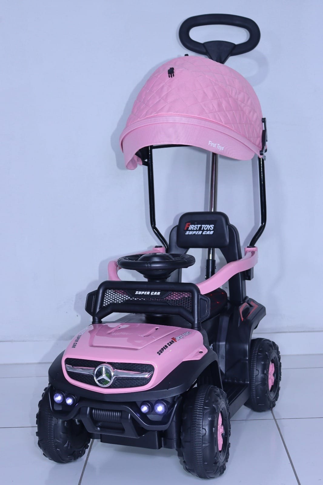Carro Montable Bebé Musical Paseador Niño Niña Divertido Luz MERCEDES ROSADO - Imagen 2