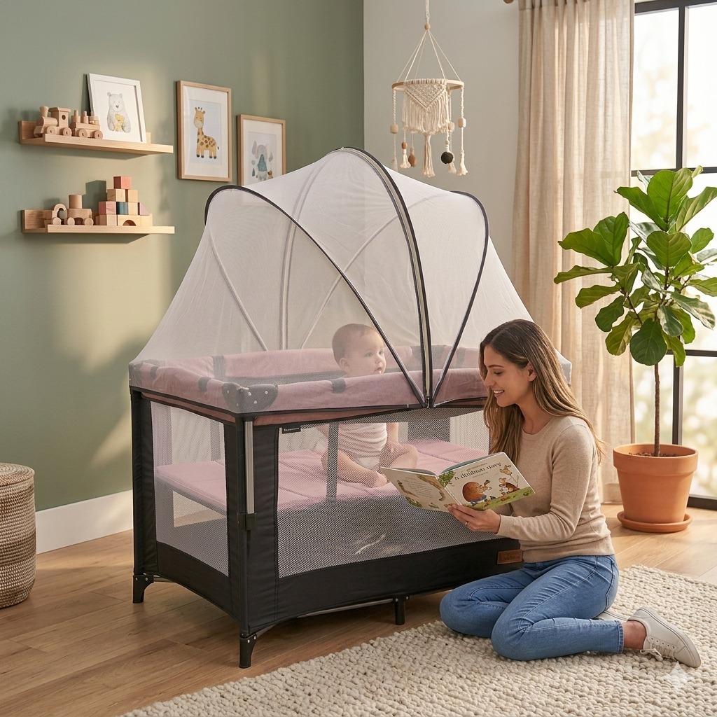 Cuna Corral Bebesitos Niño Niña Habitacíon Con Mosquitero Ref Berlin - 11 - Imagen 8