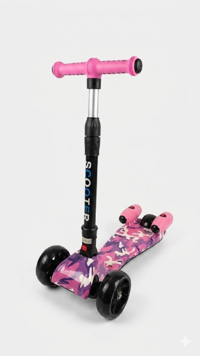Scooter De Humo Para Niños Led Ajustable Bluetooth Musica Rosado