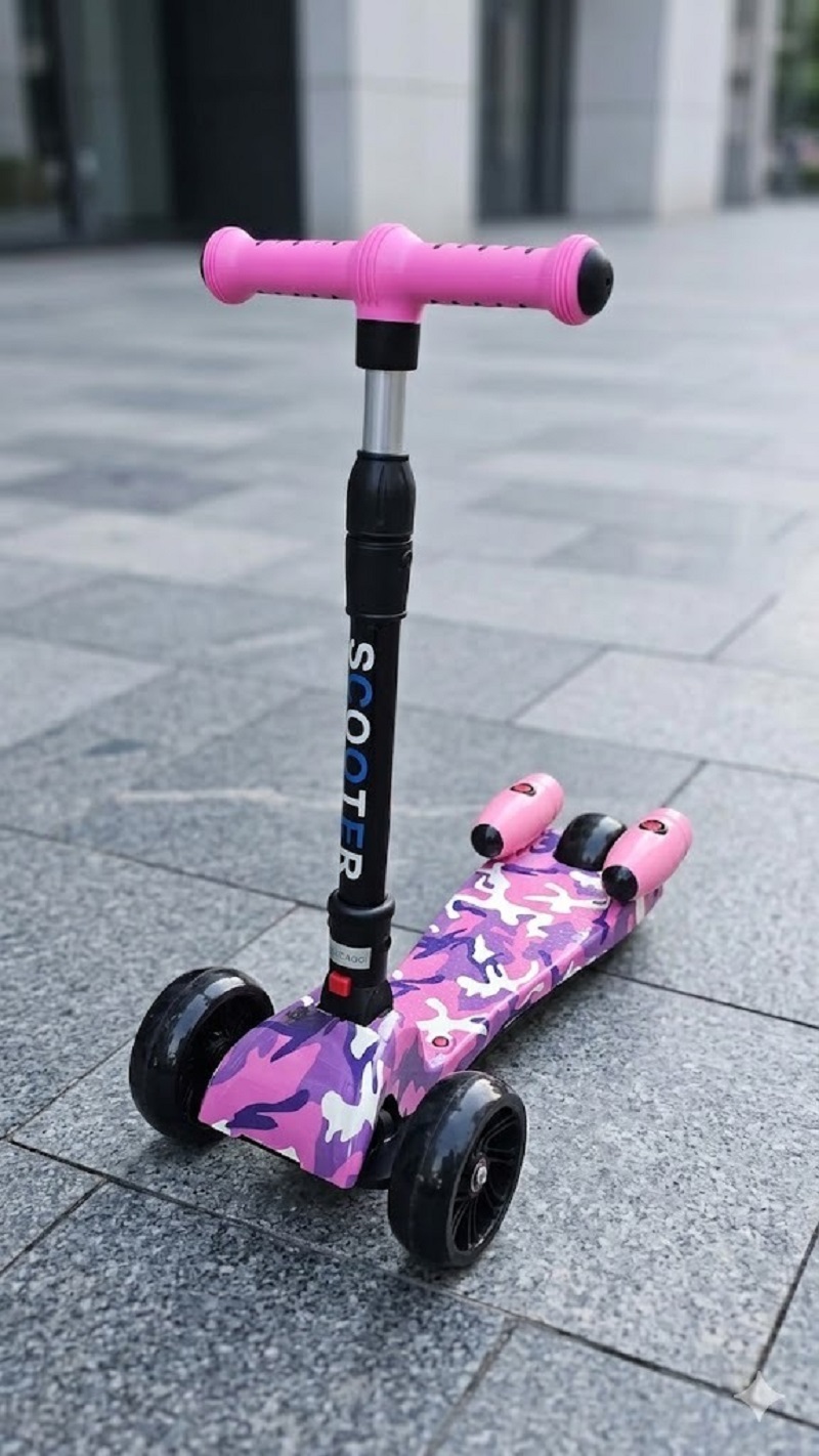 Scooter De Humo Para Niños Led Ajustable Bluetooth Musica Rosado - Imagen 4