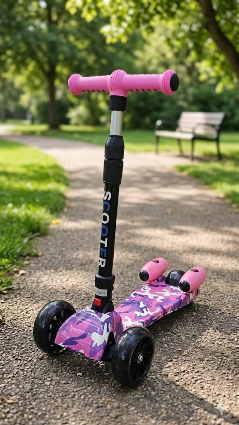 Scooter De Humo Para Niños Led Ajustable Bluetooth Musica Rosado - Imagen 3