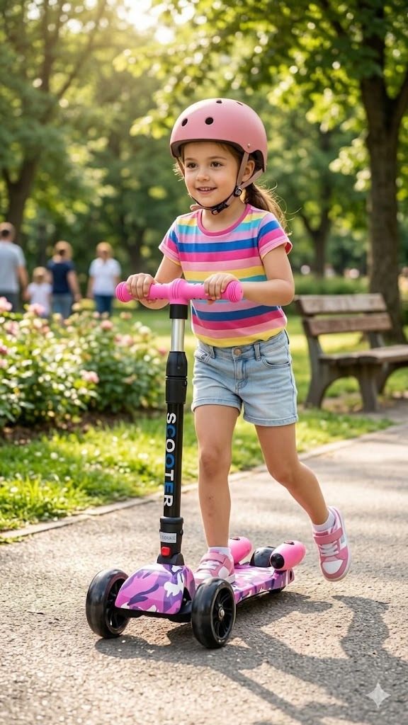 Scooter De Humo Para Niños Led Ajustable Bluetooth Musica Rosado - Imagen 2