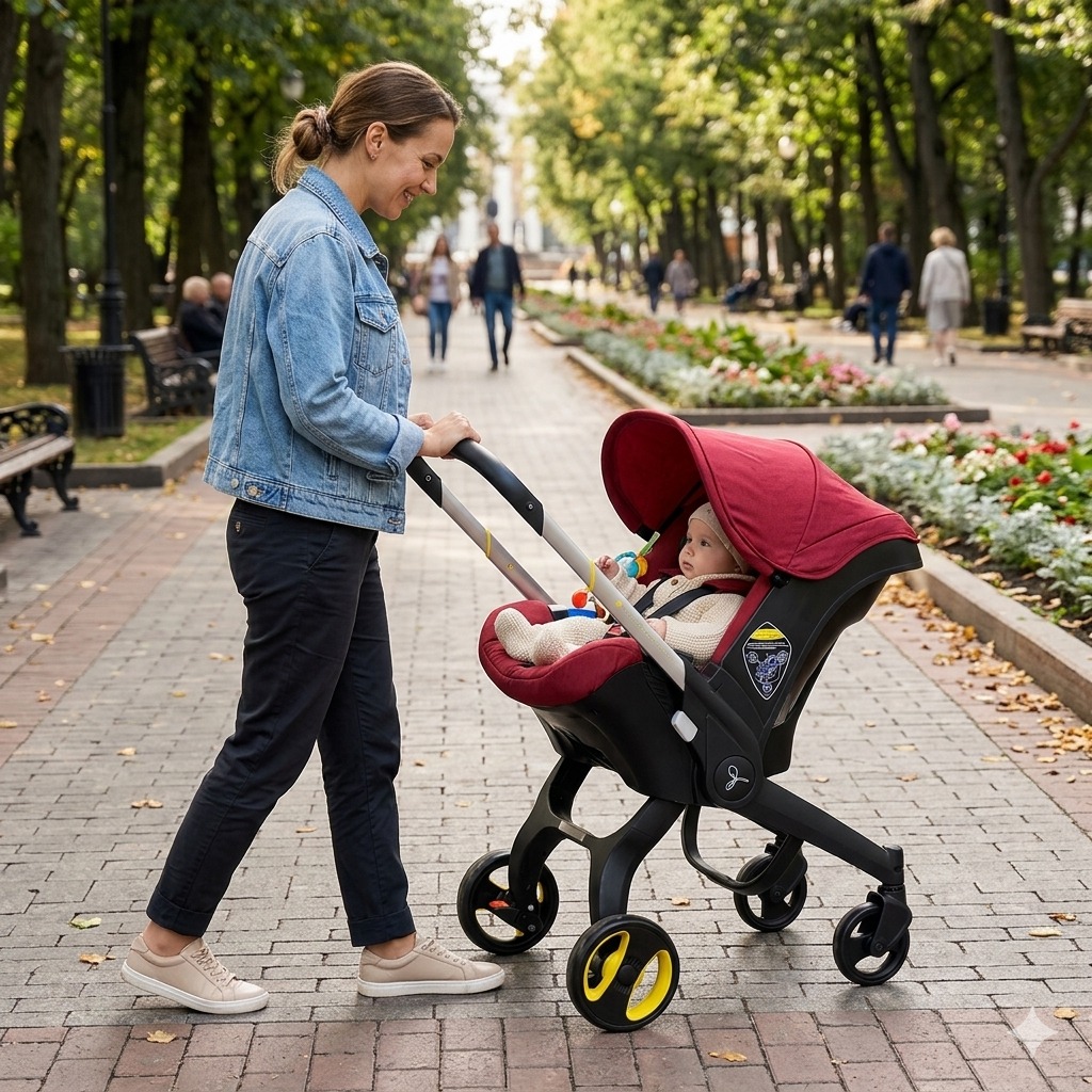 Coche Silla Carro Moisés Porta Bebe Paseador 2 en 1 / Rojo / Negro - Imagen 12