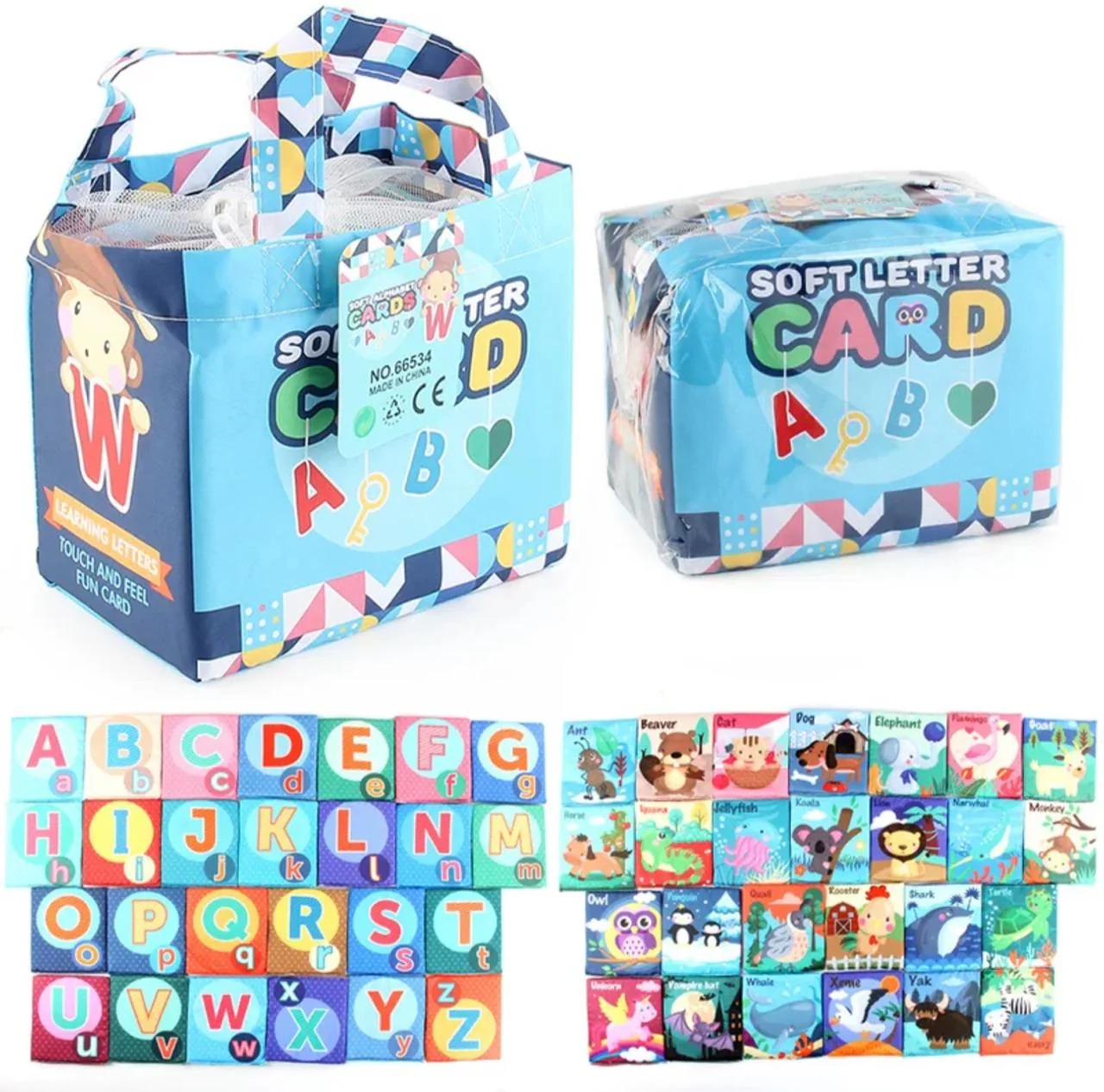 Tarjetas Didácticas Blandas De Letras Y Animales Para Bebés
