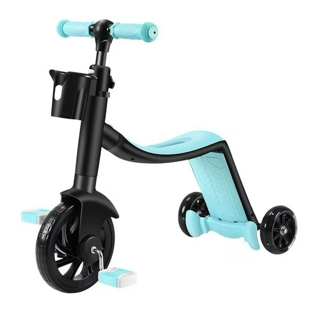 Scooter + Bicicleta De Iniciación + Triciclo Bebe Monopatín Infantil 3 En 1 Azul Negro - Imagen 7