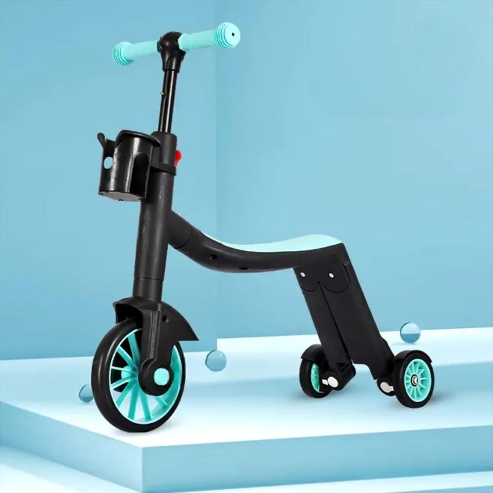 Scooter + Bicicleta De Iniciación + Triciclo Bebe Monopatín Infantil 3 En 1 Azul Negro - Imagen 12