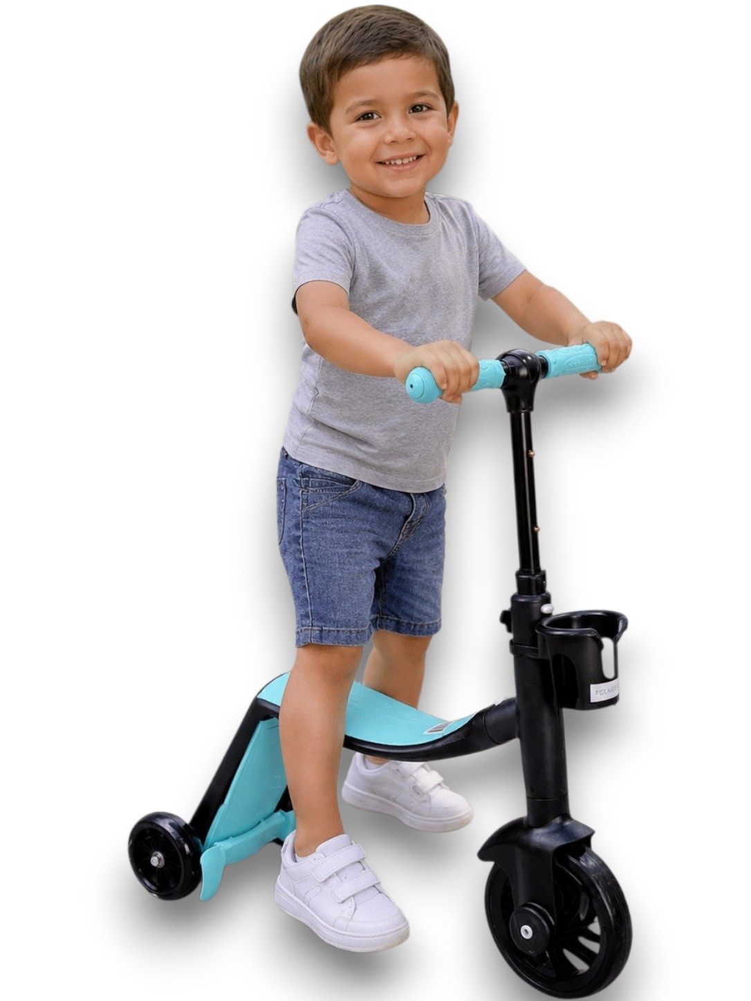 Scooter + Bicicleta De Iniciación + Triciclo Bebe Monopatín Infantil 3 En 1 Azul Negro