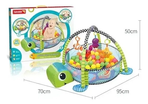 Gimnasio Bebe 3 En 1 Corral Piscina De Tortuga Pelotas Niño Niña Wow - Imagen 2