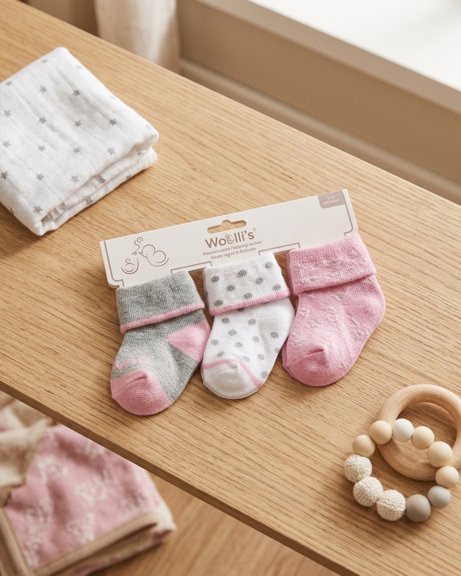 Set 3 Pares Medias Wakid's Bebé 6-18 Meses Niña-Rosadas. - Imagen 3