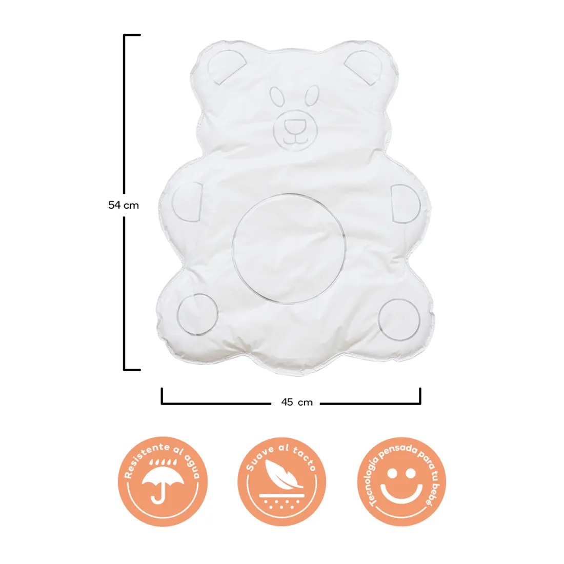Cambiador Pañales Portátil Bebe Confortable Oso 55x45cm - Imagen 5