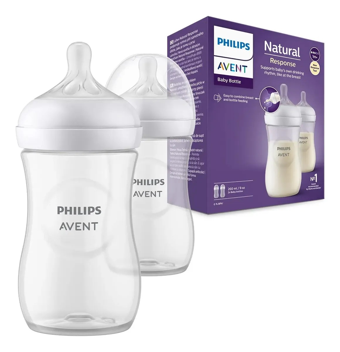 Set X 2 Teteros Avent 9 Onzas Natural Bebe Unisex