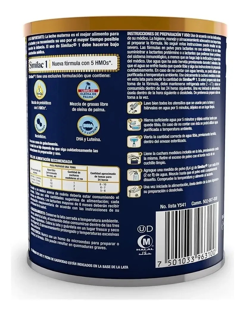 Fórmula Infantil Etapa 1 Similac 0-6 Meses Lata X 350gr - Imagen 4