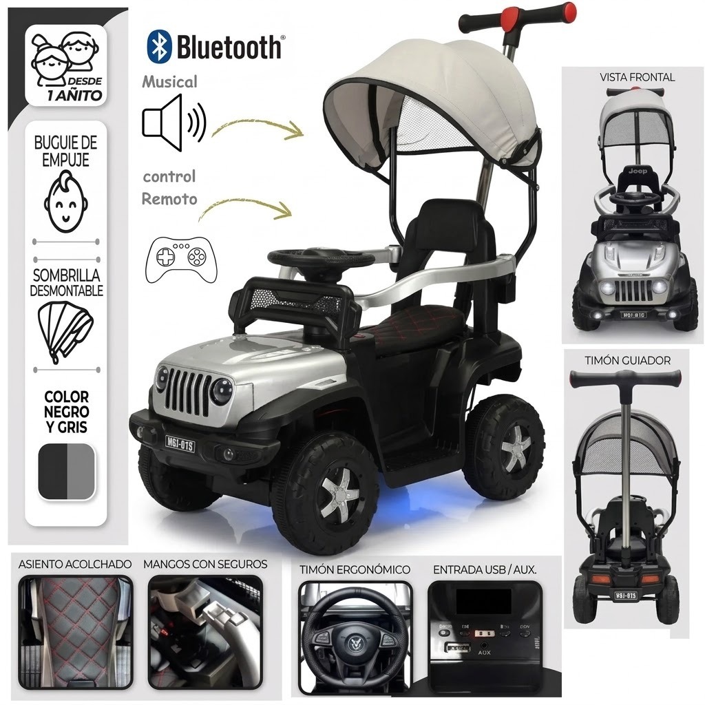Carro Montable Bebe Paseador Musica Juguete Control 1-5 JEEP - Imagen 14