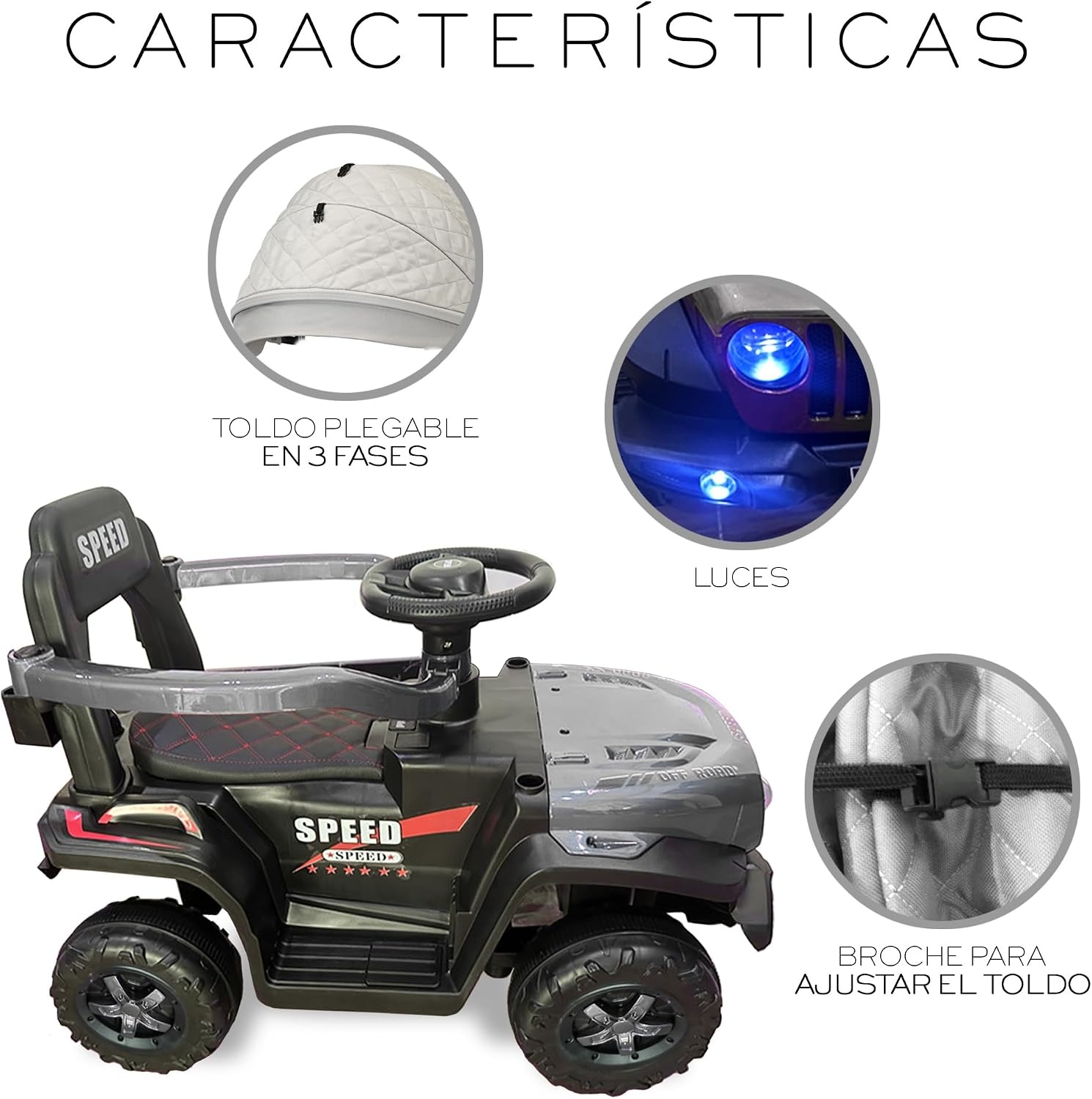 Carro Montable Bebe Paseador Musica Juguete Control 1-5 JEEP - Imagen 15